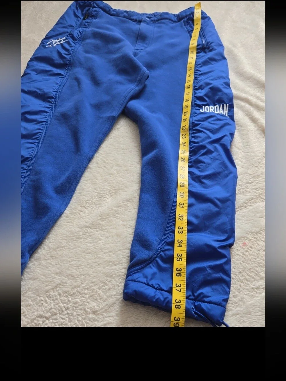 Jordan Flight Heritage Royal Blue Fleece Track Pants Adjustable Hem Large